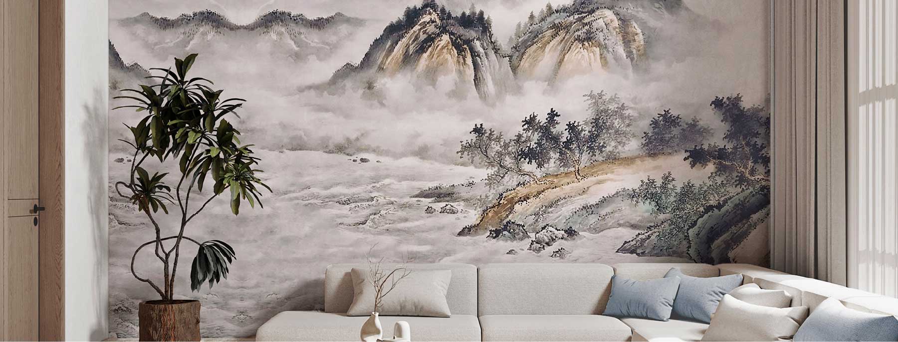 Contemporary Oriental wallpaper for Living Room